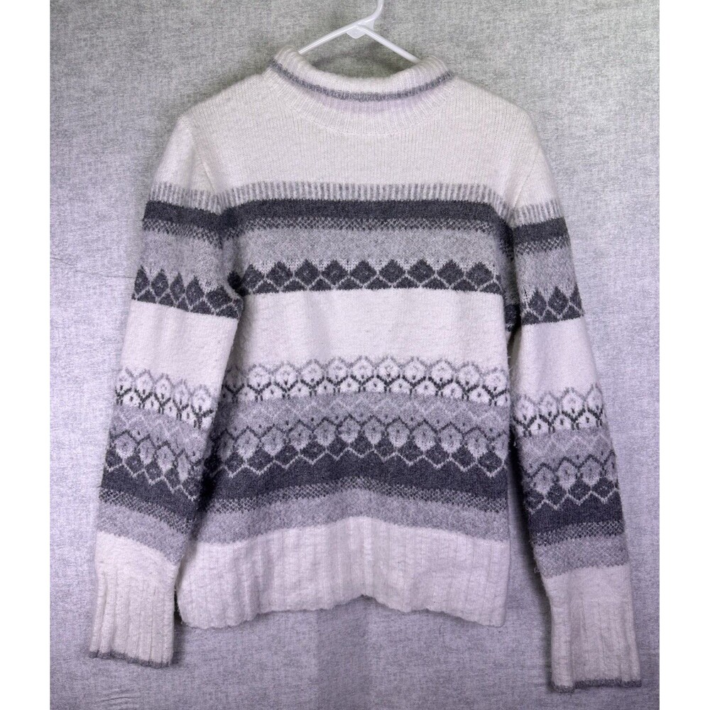 Max Studio Women's Long Sleeve CREAM GREY Sweater women size Medium Mock Neck